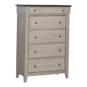 Liberty Furniture Ivy Hollow Wood 5-Drawer Chest, Weathered Linen/Dusty Taupe