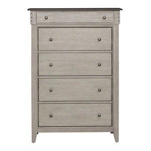 Liberty Furniture Ivy Hollow Wood 5-Drawer Chest, Weathered Linen/Dusty Taupe