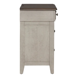 Liberty Furniture Ivy Hollow Wood 3-Drawer Bedside Chest w/Charging Station, Weathered Linen/Dusty Taupe