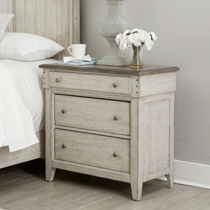 Liberty Furniture Ivy Hollow Queen Mantle Bedroom Set | Rustic Farmhouse, Weathered Linen/Dusty Taupe