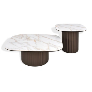 J&M Furniture LP 459B Ceramic/Wood End Table, Gold/Bronze