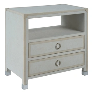 Universal Furniture Riven Wood/Fabric/Leather Nightstand w/2 Drawers