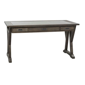 Liberty Furniture Stone Brook Rectangular Concrete/Wood 3-Drawer Laptop Desk, Rustic Saddle
