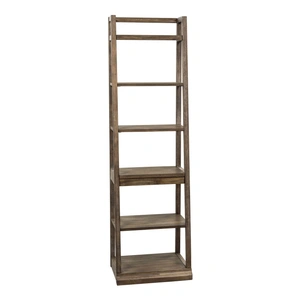 Liberty Furniture Stone Brook Wood 6-Tier Leaning Bookcase, Rustic Saddle