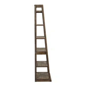 Liberty Furniture Stone Brook Wood 6-Tier Leaning Bookcase, Rustic Saddle
