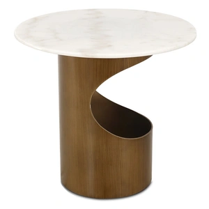 J&M Furniture LP 469B Marble/Metal End Table, White/Brass