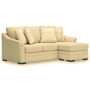 Ashley Furniture Lango Fabric L-Shaped Sectional Sofa w/Right Hand Chaise Facing & Queen Size Sleeper, Jute
