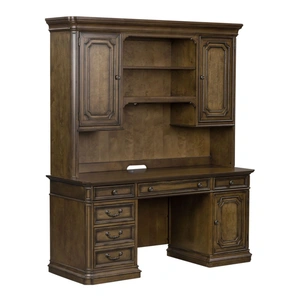 Liberty Furniture Amelia Wood 6-Drawer 2-Door Jr Executive Credenza Set, Antique Toffee