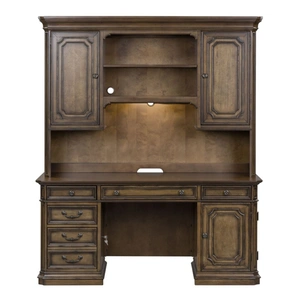 Liberty Furniture Amelia Wood 6-Drawer 2-Door Jr Executive Credenza Set, Antique Toffee