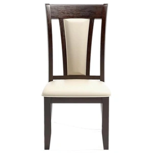 Furniture of America Brent Leatherette/Wood Dining Side Chair, Set of 2, Dark Cherry/Ivory