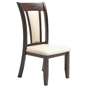 Furniture of America Brent Leatherette/Wood Dining Side Chair, Set of 2, Dark Cherry/Ivory