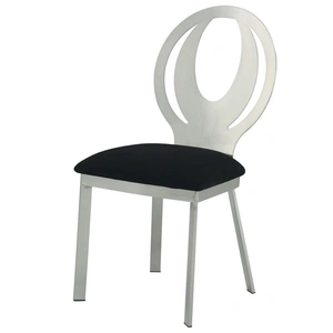 Furniture of America Valo Fabric/Metal Dining Side Chair, Set of 2, Silver/Black