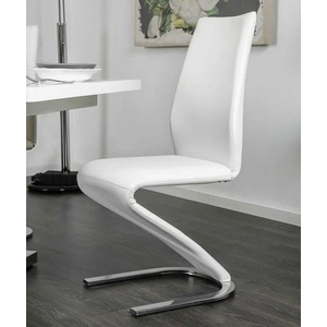 Furniture of America Midvale Leatherette Dining Side Chair, Set of 2, White/Chrome