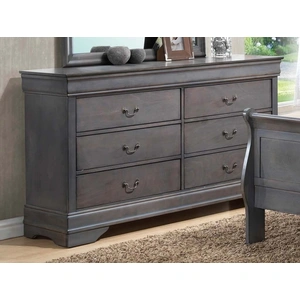Lifestyle Furniture SM Lifestyle Louis Phillipe 4934 Wood Sleigh Bedroom Set, Gray