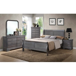 Lifestyle Furniture SM Lifestyle Louis Phillipe 4934 Wood Sleigh Bedroom Set, Gray