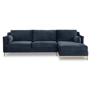 Klaussner Harlow L-Shaped Sectional Sofa, Klein Indigo/Antique Brass