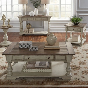 Liberty Furniture Morgan Creek Cocktail Table Set | Antique White | Liberty, Antique White/Wirebrushed Tobacco Accents