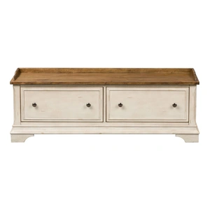 Liberty Furniture Morgan Creek Wood Storage Hall Bench w/2 Drawers, Antique White/Wirebrushed Tobacco Accents