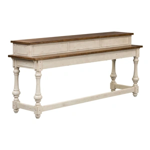 Liberty Furniture Morgan Creek Rectangular Wood Console Bar Table, Antique White/Wirebrushed Tobacco Accents