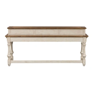 Liberty Furniture Morgan Creek Rectangular Wood Console Bar Table, Antique White/Wirebrushed Tobacco Accents