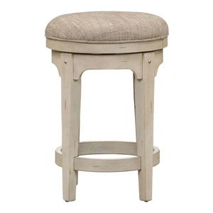 Liberty Furniture Morgan Creek Tweed Chenille/Wood Console Swivel Stool, Antique White/Wirebrushed Tobacco Accents