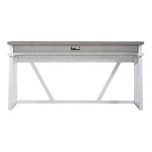 Liberty Furniture Palmetto Heights Rectangular Wood Console Bar Table w/Charging Station, Shell White/Driftwood