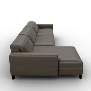 Calligaris Norma Leather Sofa w/Left Hand Chaise Facing, Brown
