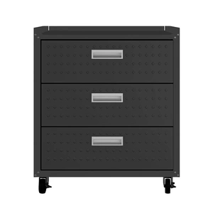 Manhattan Comfort Fortress Textured Metal 31.5-inch Garage Mobile Chest w/3 Full Extension Drawers