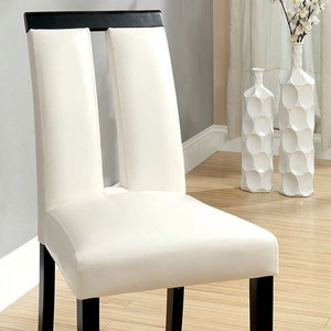 Furniture of America Luminar I Leatherette/Wood Dining Side Chair, Set of 2, White