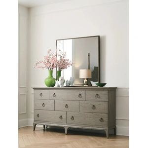 American Drew Milan Landscape Square Wood Mirror, White Oak