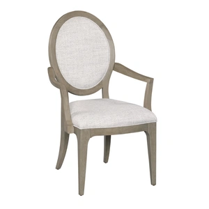 American Drew Milan Clover Fabric/Wood Arm Chair, White Oak/Beige