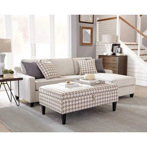 Coaster McLoughlin Fabric/Wood L-Shape Sectional Sofa, Cream