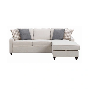 Coaster McLoughlin Fabric/Wood L-Shape Sectional Sofa, Cream