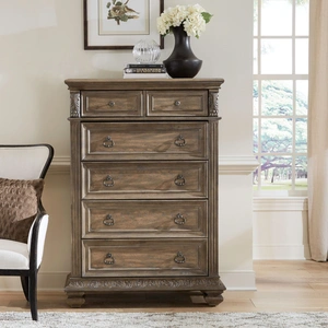 Liberty Furniture Carlisle Court Wood 5-Drawer Chest, Chestnut/Dusty Wax