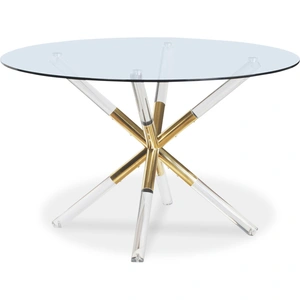 Meridian Furniture Mercury 48-inch Round Glass Dining Table with Acrylic & Gold Metal Base