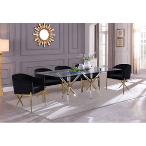 Meridian Furniture Mercury 84-inch Rectangular Glass Dining Table with Acrylic & Gold Metal Base
