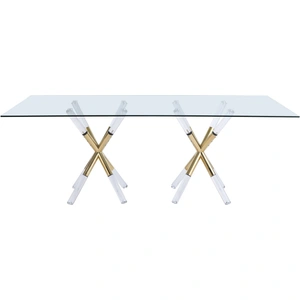 Meridian Furniture Mercury 84-inch Rectangular Glass Dining Table with Acrylic & Gold Metal Base