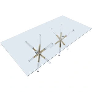 Meridian Furniture Mercury 84-inch Rectangular Glass Dining Table with Acrylic & Gold Metal Base