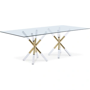 Meridian Furniture Mercury 84-inch Rectangular Glass Dining Table with Acrylic & Gold Metal Base