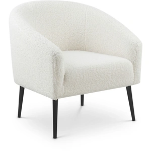 Meridian Furniture Barlow Faux Fur Chair with Matte Black Legs in White