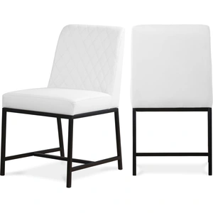 Meridian Furniture Bryce Faux Leather Dining Chair with Matte Black Metal Legs (Set of 2)