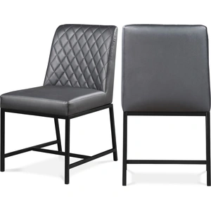 Meridian Furniture Bryce Faux Leather Dining Chair with Matte Black Metal Legs (Set of 2)