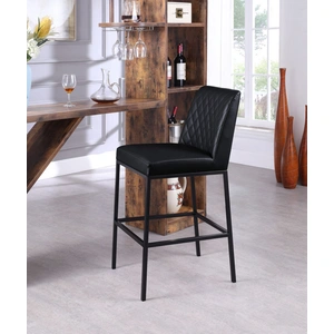 Meridian Furniture Bryce Faux Leather Bar Stool with Matte Black Metal Legs (Set of 2)