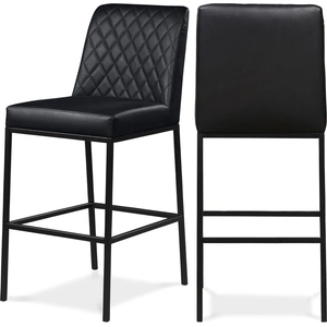 Meridian Furniture Bryce Faux Leather Bar Stool with Matte Black Metal Legs (Set of 2)