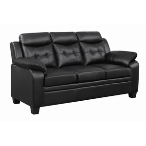 Coaster Finley Tufted Leatherette Sofa, Black