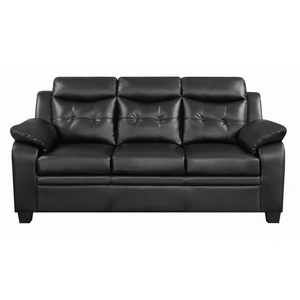Coaster Finley Tufted Leatherette Living Room Set, Black