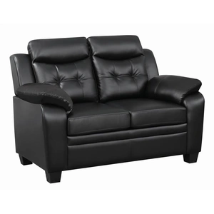 Coaster Finley Tufted Leatherette Loveseat in Black