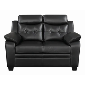 Coaster Finley Tufted Leatherette Loveseat in Black