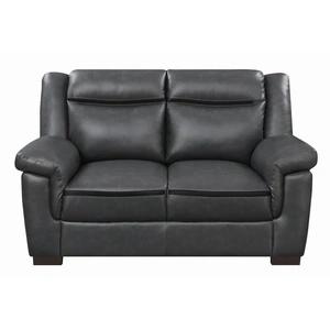 Coaster Arabella Pillow Top Leatherette Loveseat in Grey