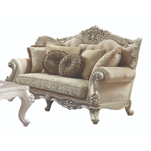 ACME Bently Fabric Tufted Loveseat in Pearl/Champagne